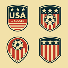 Naklejka premium Retro USA Soccer Badge Collection – Vintage American Football Emblem Set