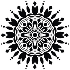lack and white beautiful mandala design. Beautiful mandala design for coloring book, lace, swirl, henna, tattoo, logo, frame, card, pattern, background and  wallpaper. 