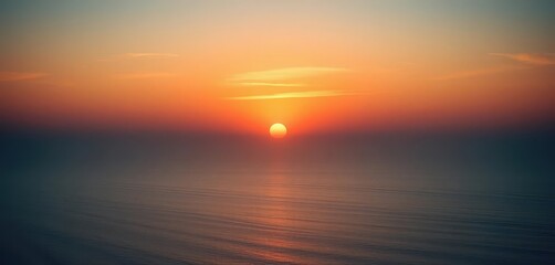 Obraz premium Sunrise over a perfectly straight horizon, calm waters, perspective, beautiful, sky