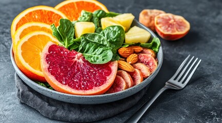 Colorful fruit and vegetable salad