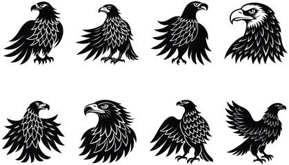 Naklejka premium Eagle Vector Silhouetted Bundle Set Collection