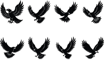 Obraz premium Eagle Vector Silhouetted Bundle Set Collection