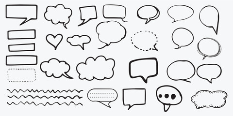 Fototapeta premium minimalistic conversation and thought bubbles with decorative doodle elements vector illustration