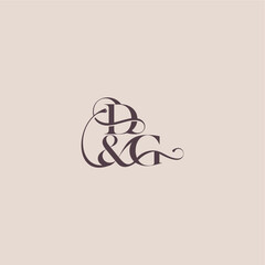 wedding concept monogram elegant and luxury concept DG bold serif initial calligraphy letter