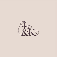 wedding concept monogram elegant and luxury concept LK bold serif initial calligraphy letter
