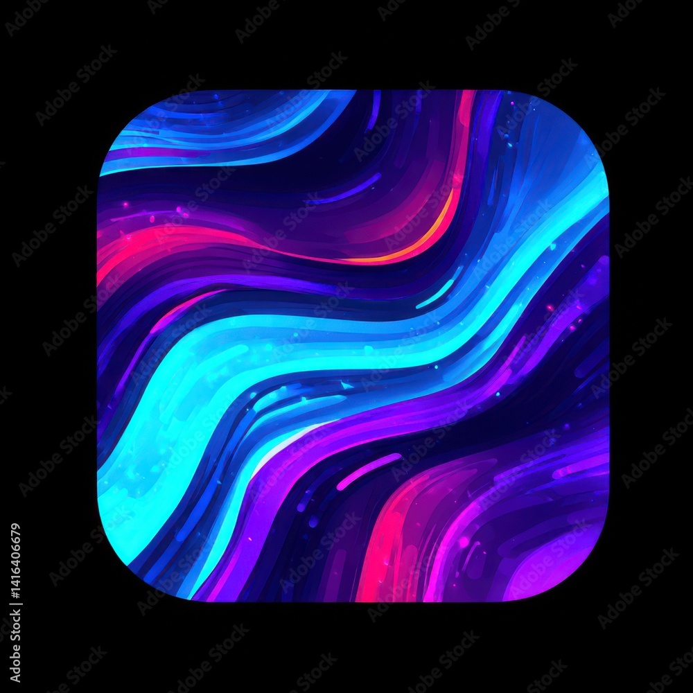 Poster abstract blue wave design with colorful curves and light pattern background