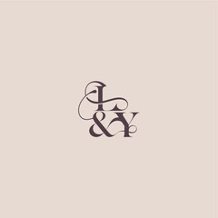 wedding concept monogram elegant and luxury concept LY bold serif initial calligraphy letter