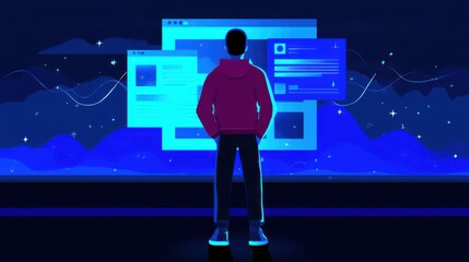 Business team working with laptops and global connection
