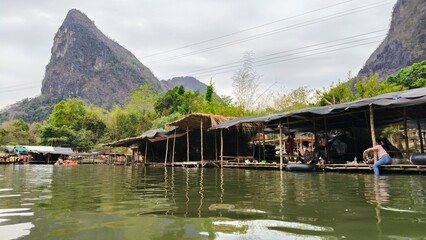Fototapeta premium floating village on the lake