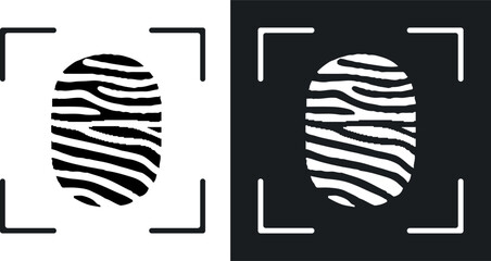 Two fingerprint icons in contrasting black and white background. EPS10