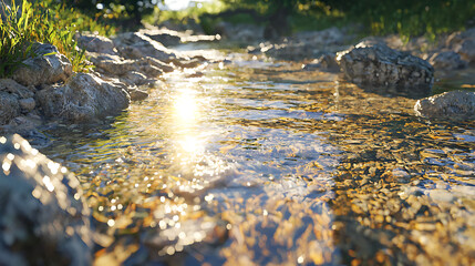 Naklejka premium A stream of water with rocks in it