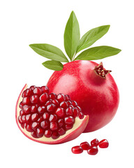 Fresh pomegranate with vibrant red seeds. Isolated trasparent Png