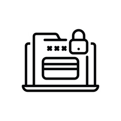 Black line icon for secure payment