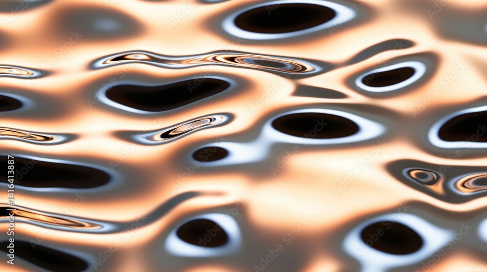 Poster the image showcases abstract water ripples with smooth, flowing patterns in shades of copper, black,