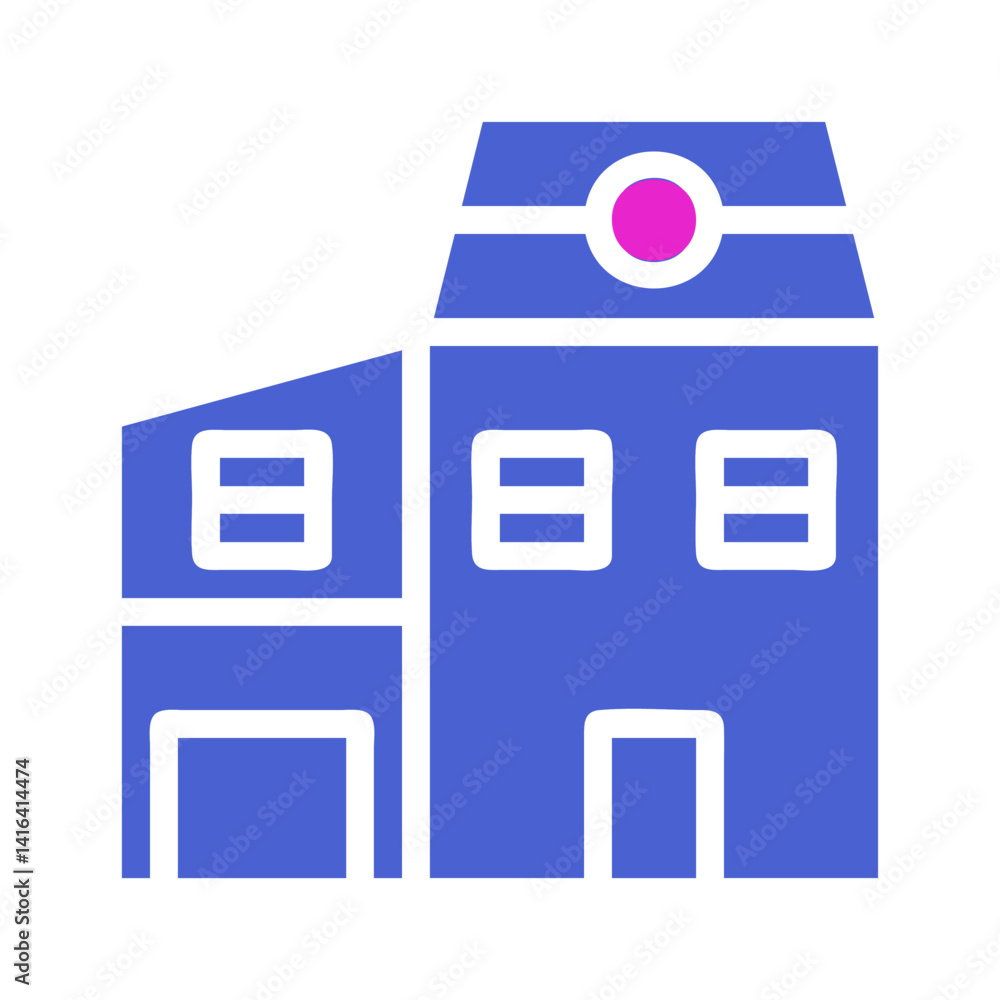 Poster graphical building design with simplified windows