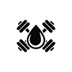Fototapeta premium Dumbbells Crossed Behind Black Liquid Drop Icon