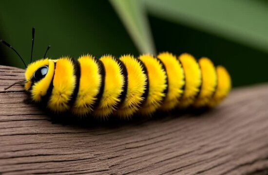 Yellow Caterpillar Climb A Journey Begins