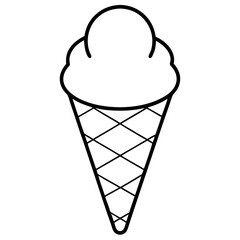Line art vector silhouette of an ice cream cone