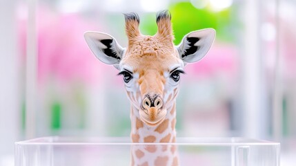 Close-up of a young giraffe's face