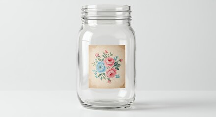 Vintage floral glass jar decorative drinkware