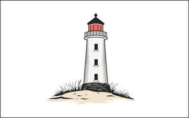 Lighthouse Vector Image, Flat Design, Decoration