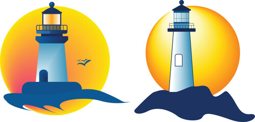 Lighthouse Icon Set, Vector Logo