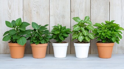 Fototapeta premium Vibrant green potted plants fresh greenery home decor natural wellness