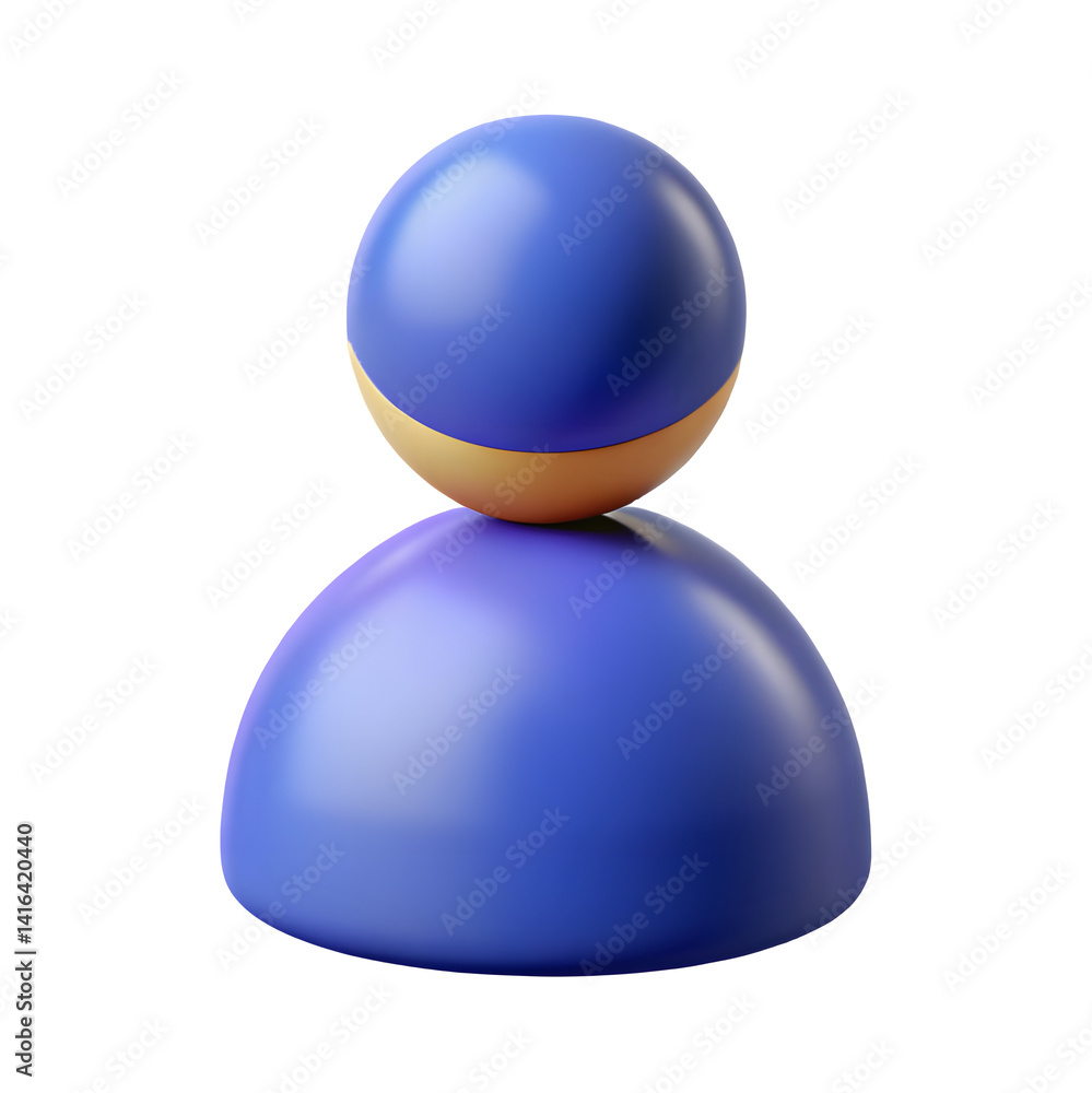 Poster 3d user icon: simple profile symbol on transparent background