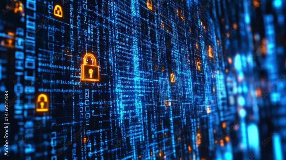 Poster cybersecurity digital fortress: a mesmerizing visual representation of data protection and online se