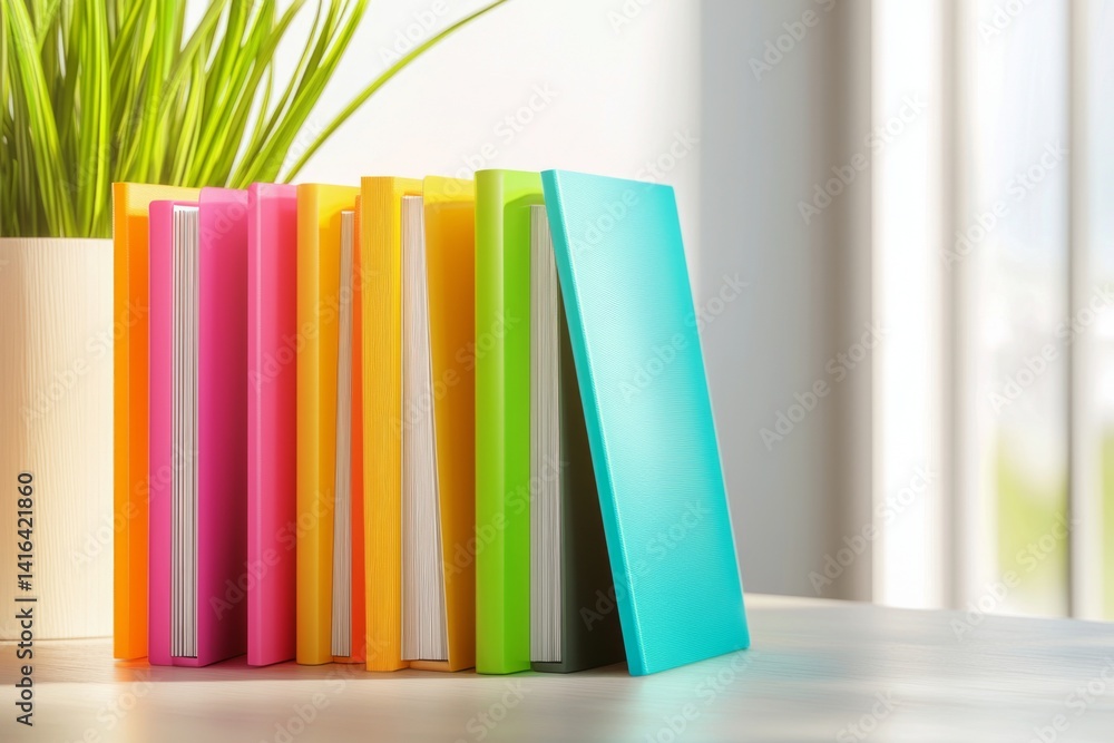 Poster digital document storage concept with organized folders on a sleek workspace desk