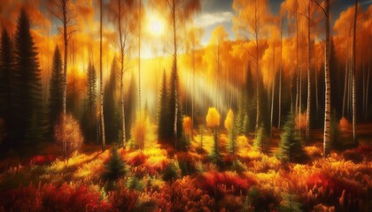 Northern Forest Autumn A brief golden autumn in the taiga where