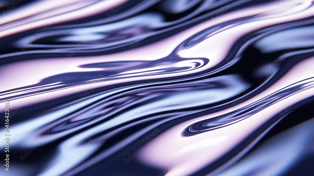 Poster abstract wavy patterns in shades of purple and blue create a fluid, dynamic appearance, evoking a se