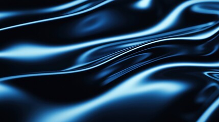 Obraz premium A smooth, flowing texture in deep blue hues, resembling liquid waves or satin fabric, creates a calming and visually appealing effect.