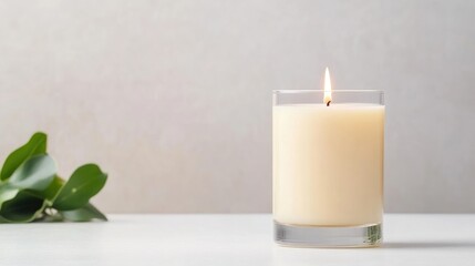 Elegant, simple candle on a light surface