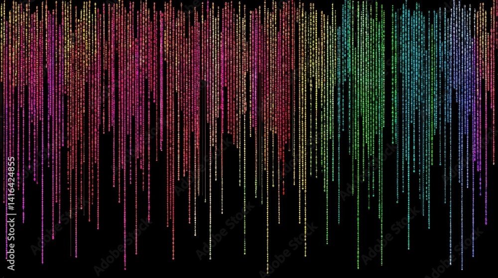 Poster vibrant colorful lines on a black background, an abstract and dynamic design