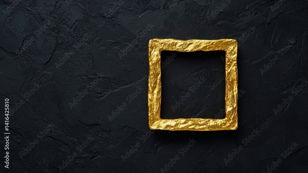 Poster a textured golden frame on a dark background, creating a striking contrast that emphasizes the frame