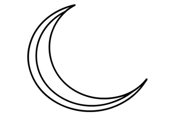 Crescent moon line art vector icon isolated on white background