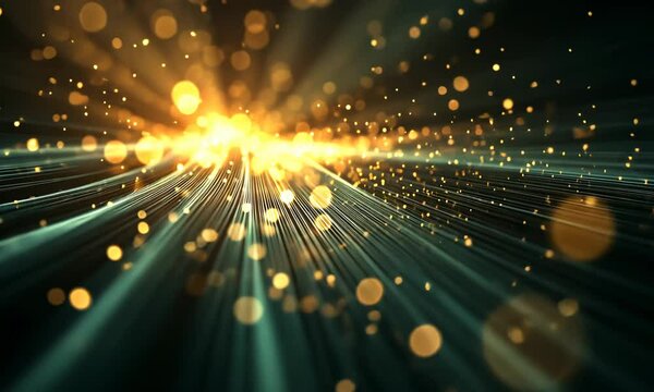 background image of glowing fiber optic cables with light pulses moving through them, creating a shiny and futuristic effect