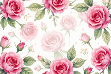 Delicate watercolor roses in soft hues, repeating pattern , pretty, floral pattern, pastel