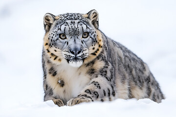 Fototapeta premium A spotted panthera pardus portrait on white and black backgrounds showcases this wild feline animal