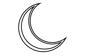 Crescent moon line art vector icon isolated on white background