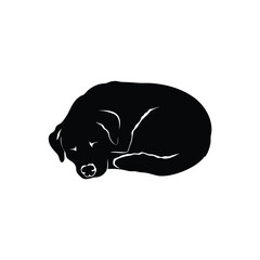 Fototapeta premium Black dog silhouette, sleeping dog icon, dog illustration, pet graphic