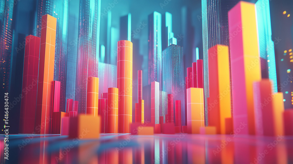 Poster charts graphs and analytics visuals rising from vast data for meaningful business insights