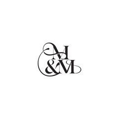 wedding concept monogram elegant and luxury concept MM bold serif initial calligraphy letter