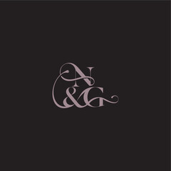 wedding concept monogram elegant and luxury concept NG bold serif initial calligraphy letter
