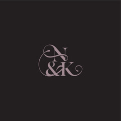 wedding concept monogram elegant and luxury concept NK bold serif initial calligraphy letter