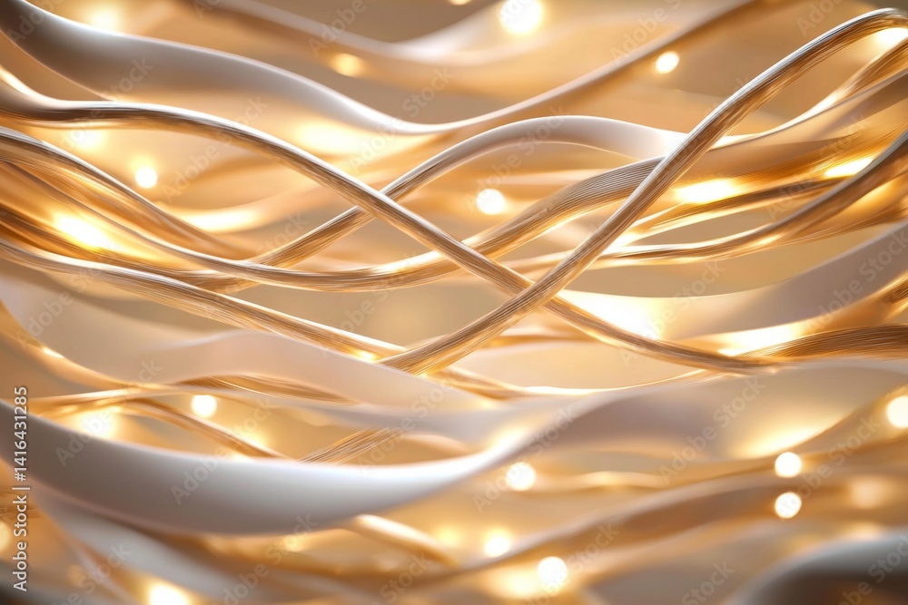 Poster abstract representation of digital signals flowing through intertwined wires, muted neutral tones