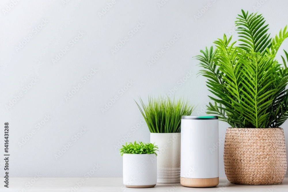 Aufkleber conceptual image of smart home devices enhancing daily life efficiency, minimalistic layout with neu