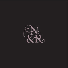 wedding concept monogram elegant and luxury concept NR bold serif initial calligraphy letter