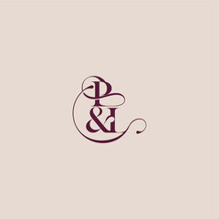 wedding concept monogram elegant and luxury concept PL bold serif initial calligraphy letter